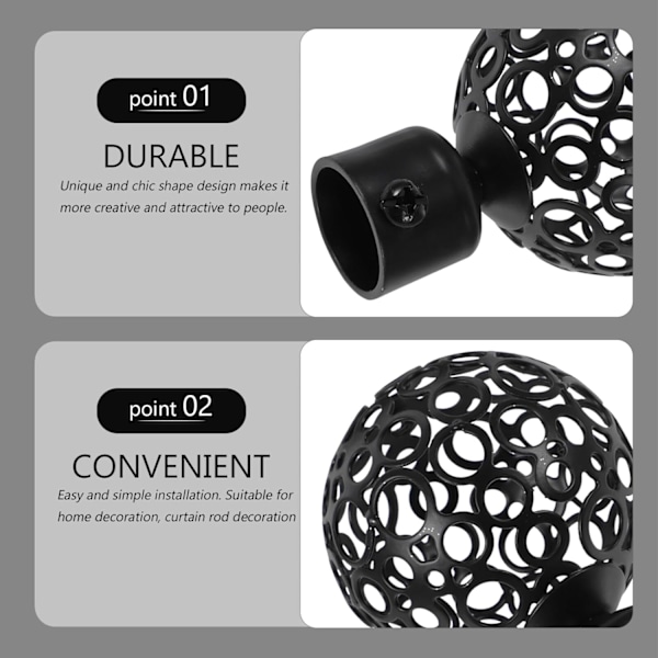 stk gardinstangstopper sorte gardinstanghoveder dekorative vinduesgardinstangender metal gardinstang stangtoppe ender 22 mm Black