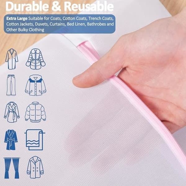 2 deler vaskenett 90cm x 90cm Stor størrelse Vaskepose Vask