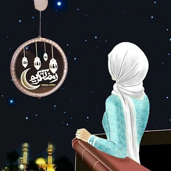 Ramadan Dekorasjonslys, 1 stk 6,3 tommer Eid Mubarak Måne Stjerne Slott Ramadan Kareem