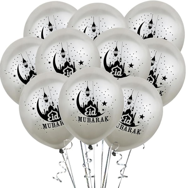 23 kpl hopeaasu Eid-ilmapallot Eid Mubarakin koristeet Eid Mubarakin ilmapallo Eid Mubarakin juhlasuositukset (hopea)