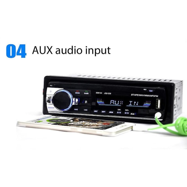 Bil Bluetooth-kompatibel Stereo Audio Fm Radio Handsfree Aux-ingång USB Mp3-musikspelare