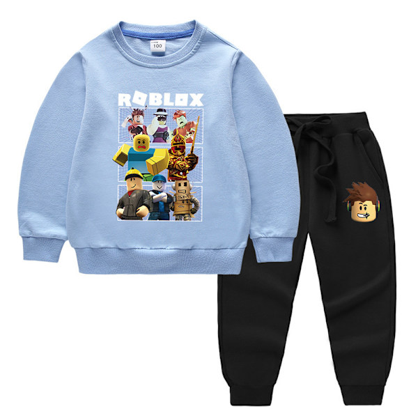 Roblox Baby Bomull Langærmet Dress - Lyseblå + Sort 100 cm