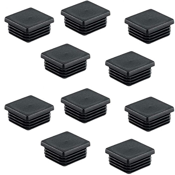 25 stk firkantede rørplugger i plast, firkantede rør, innleggsplugger, endehetter, svart, 40 x 40 mm