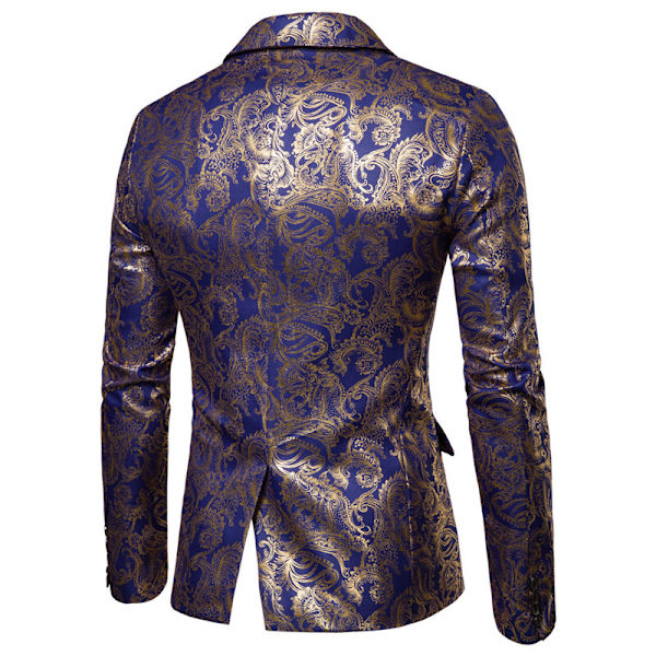 Herr Enknapps Paisley Smokingjakke Slim Fit Blazer Jakke Blå blue M