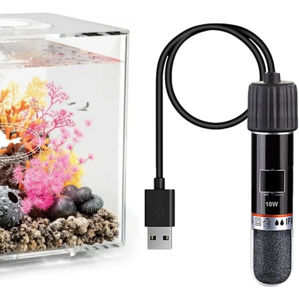 Mini akvarievarmer | Termostat 10W USB genopladelig stang til opvarmning | Pladsbesparende varmeværktøj til akvarier og små akvarier