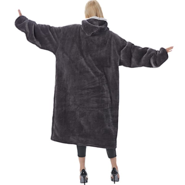 Hoodie-tæppe med ærmer, Lang Herre Sherpa Blød Trøje-tæppe, Varmt Oversized Hoodie-tæppe, Dame Fluffy Hoodie, Snuggie Blød