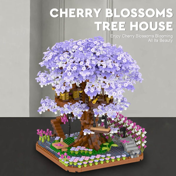 Kirsebærblomst Bonsai Træ Byggesæt, Blomster Træhus Model Sæt til Voksne, 2200 Stk Mikro Klodser Samleobjekter Kreative Gaver til Voksne Piger