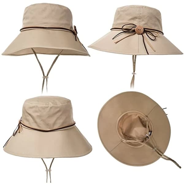 Vikbar sommarhatt Bredbrättad solhatt för kvinnor UPF 50 med nackskydd