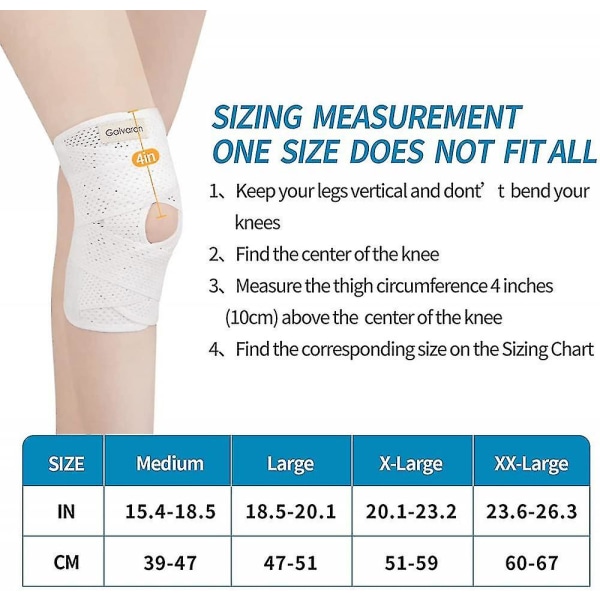 Galvaran-polvituki sivustabiloijilla - Meniscus-repeämä, polvikipu, Acl Mcl - niveltulehdus, vammautuminen, toipuminen - Hengittävä, säädettävä polvituki - Valkoinen XXL