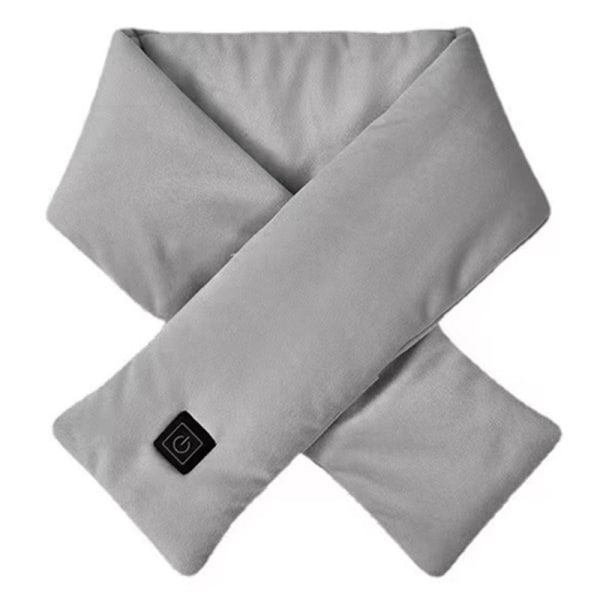 Uppvärmd halsduk med nackvärmardyna, USB uppvärmd halsduk, sjal för att hålla din nacke varm säker och hållbar (grå)