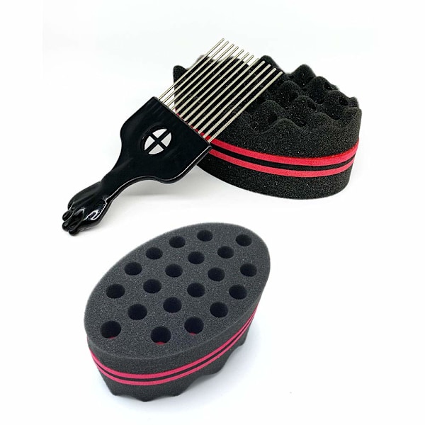 Magic Curl Sponge Twist Sponge Dubbelsidig Hårrulle Svamp Hårsvamp Twist Curl Sponge Magic Hårflätare Spiraler Dreadlock Curl Brush 2 Stycken