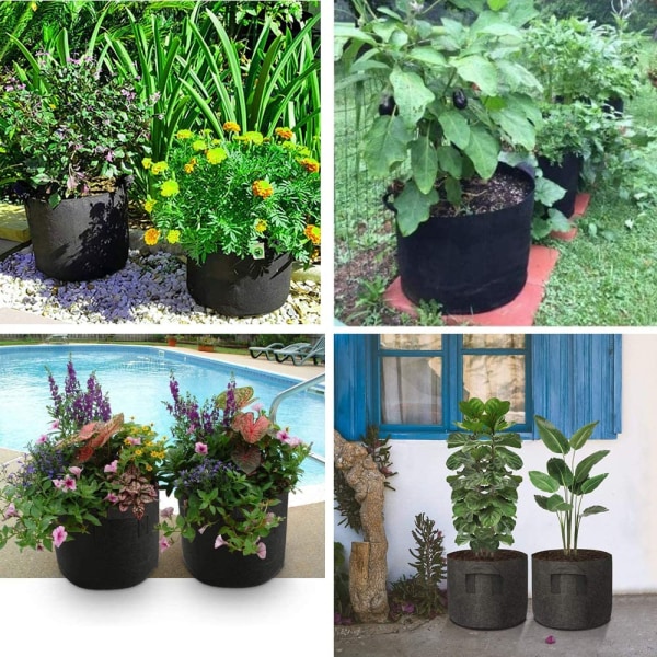 Växtpåsar, 5-pack Non Woven Grow Bag Planteringspåse Trädgårdsväska, med handtag, trädgårdskruka, potatispåse, trädgårdsväxtpåse, trädgårdspåse (5 gallon)