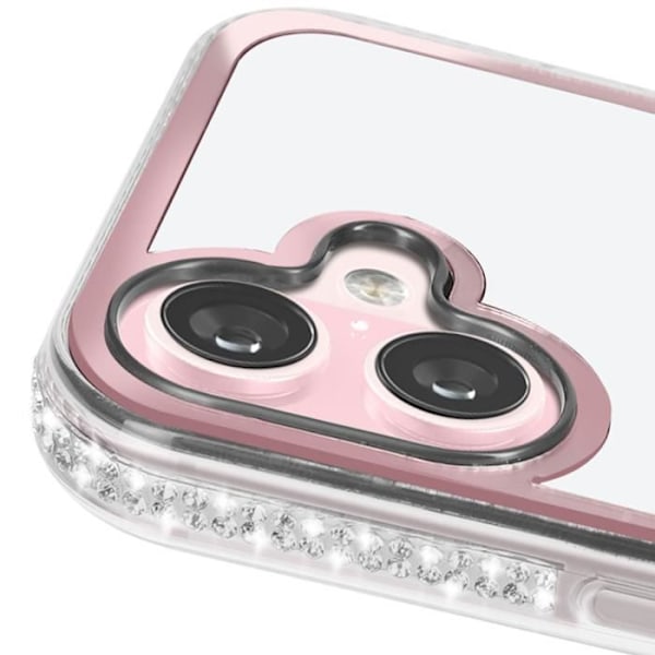 Teddybjørn Etui til iPhone 16 Silikon Rhinestone Mønster Skinnende Kontur Pulverrosa Pink