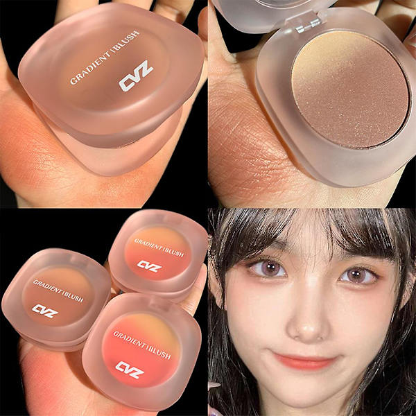 Rikpigmenterad l tt Powder Cheek Blush Highlighter Makeup Palett med p rlor satin och matt