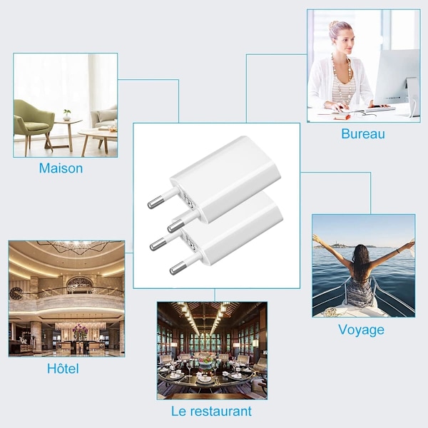 iPhone-lader (2 pakker), Apple iphone 8, 8 Plus, 5S, 6, 6S, 6 Pl