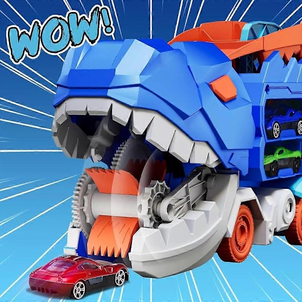 Dinosaurietransport Metallbil, City Dinosaur Ultimate Transport Track Leksak - Perfekt 12 cars