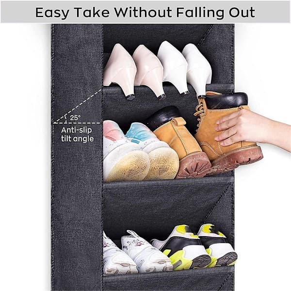 Over-the-Door Shoe Rack with Large Deep Pockets, Narrow Hanging Shoe Organizer B