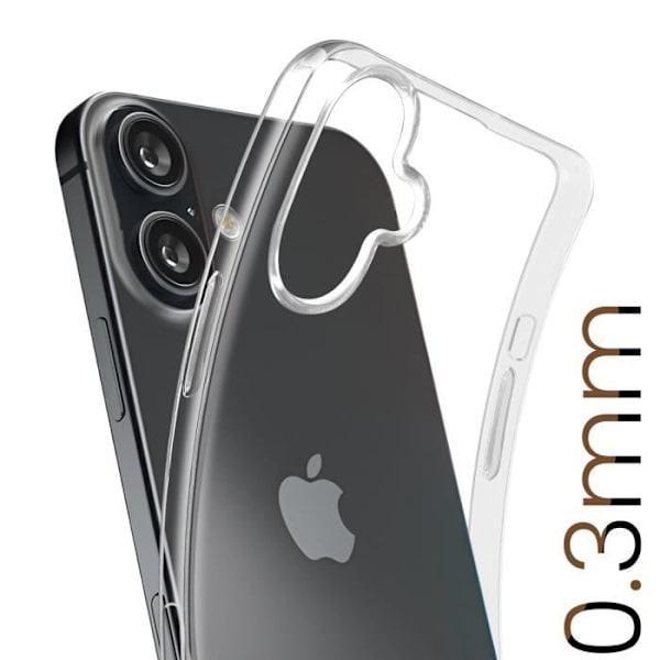 Silikonfodral för iPhone 16 - Ultratunt 0,3 mm, Fuktsäkert, Transparent Transparent