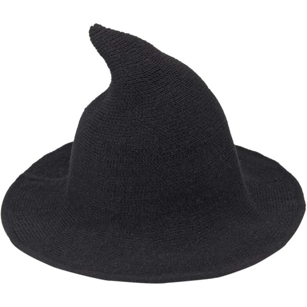 Svarte heksehatter for kvinner Moderne strikket ull trollmannslue Cap for Halloween Party Costume