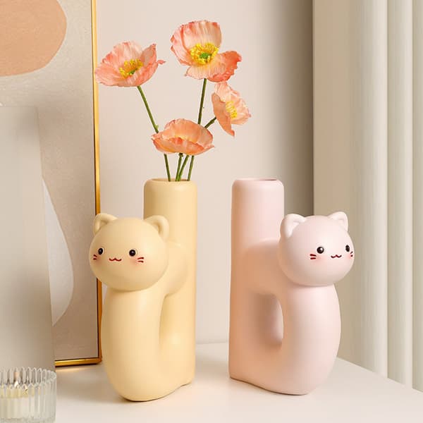 (Rörformad kattblomvas B-rosa) 1 st katt söt brevvas ornament rörformad kattvas