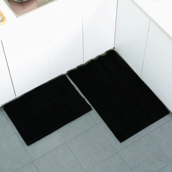 Blødt plys mikrofiber-badeværelsestæppe, absorberende chenille-bademåtte, der kan maskinvaskes, soveværelse eller dørmåtte (koksgrå, 43*61 cm)