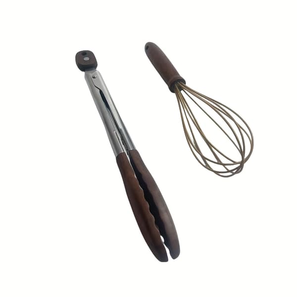 Madpincet i rustfrit stål med valnøddetræskaft, 30 cm til grill og buffet 1PCS 30.48cm