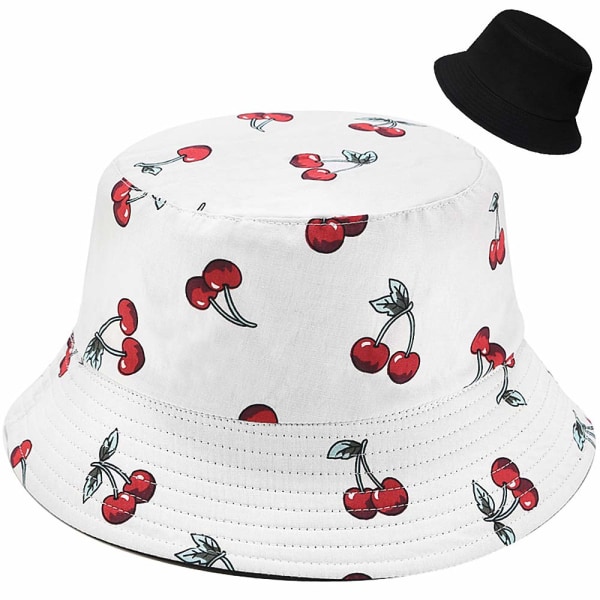 Cute Print Bucket Hat Beach Fisherman Hats til kvinder Mænd, dobbeltsidet vendbar