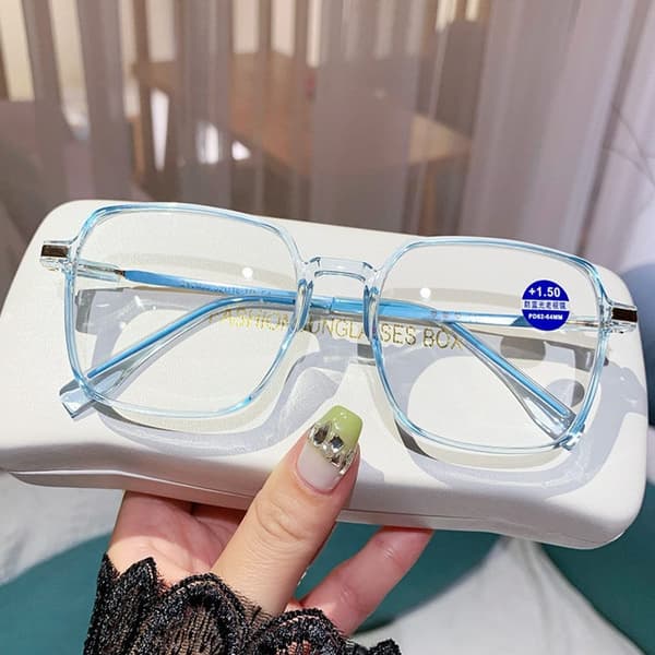 Anti-Blue Light Reading Glasses Square Glasses BLACK Black Black Strength 100