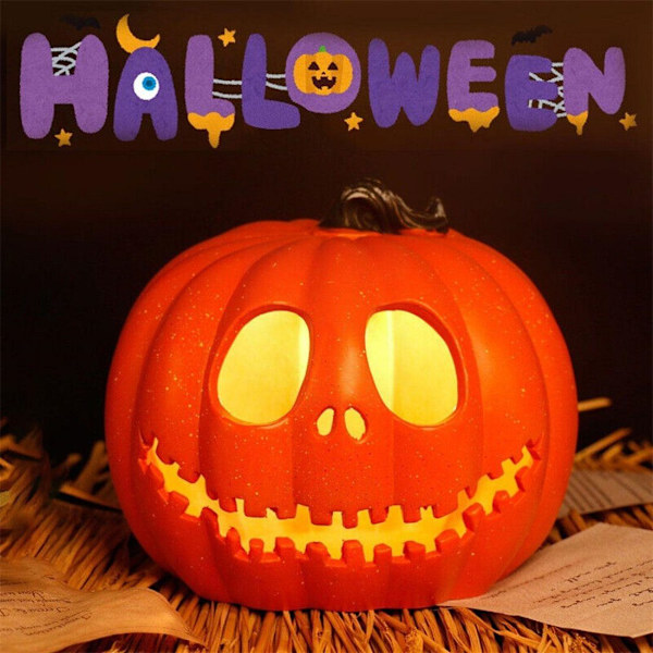 9-tums Halloween-lykta Pumpa Led-ljuslampa Trädgårdsspöke