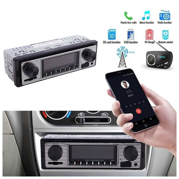 Vintage Bluetooth-autoradion MP3-soitin Audio FM Aux USB -vastaanotto