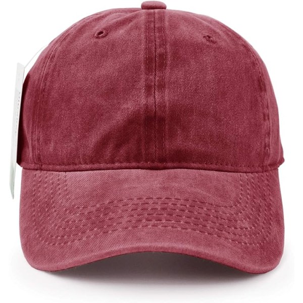 Cap Bomulds Justerbar Cap Udendørs Unisex Hip Hop Casual Hat Snapback Cap (Bordeaux)