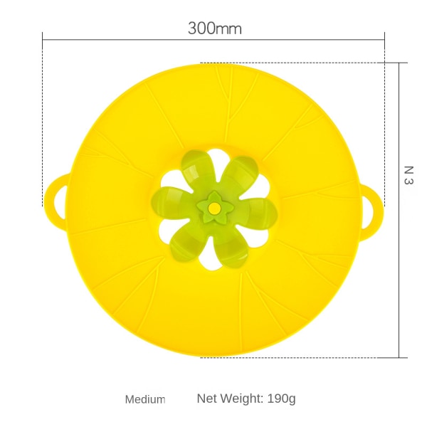 Silikone grydeunderlag med spildstop, grydeunderlag til overkogning, roterbart blomsterformet spildstop grydeunderlag, køkkenredskaber 26cm 26cm Yellow