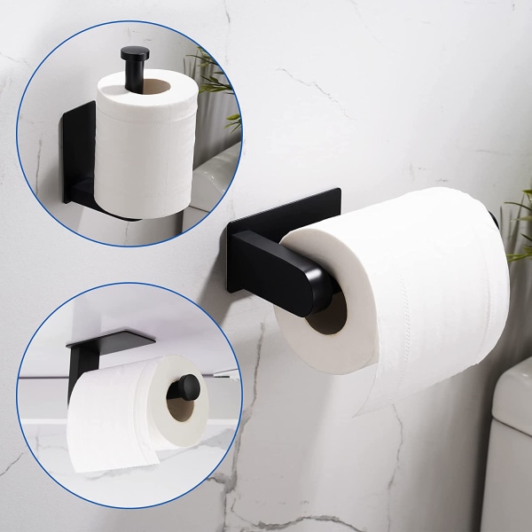 WC-paperiteline ilman porausta, WC-paperiteline ruostumaton teräs itseliimautuva teline keittiöön ja kylpyhuoneeseen, musta