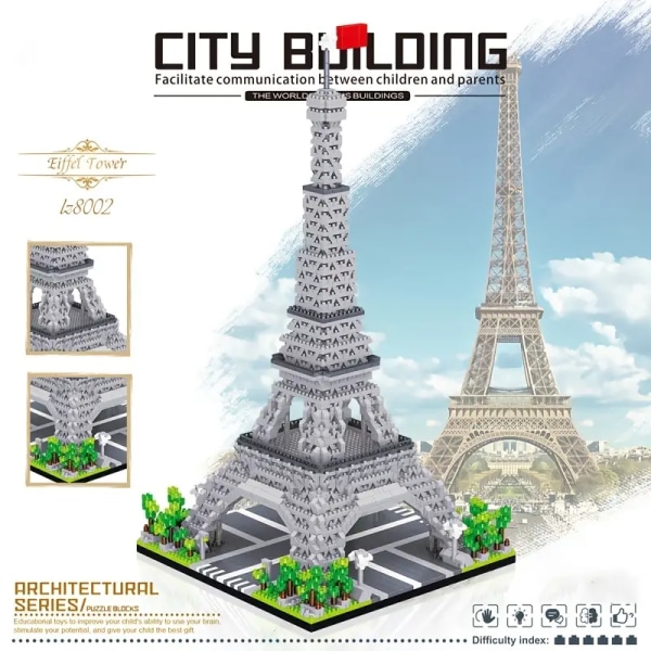 Eiffel-tornin rakennuspalikat - Opetusmaailman arkkitehtuurilelulahja set