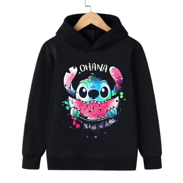 Y2k Anime Stitch Hoodie Børn Tegnefilm Tøj Børn Pige Dreng Lilo og Stitch Sweatshirt Manga Hoody Baby Casual Top sort59006