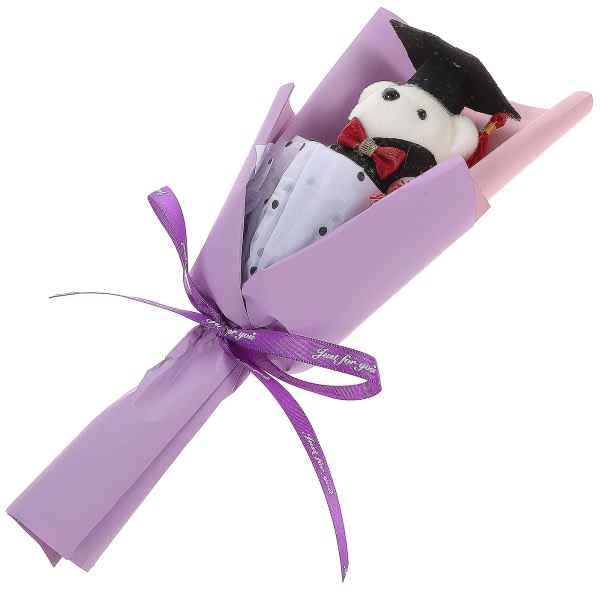 Bunch Graduation Bouquet Lovely Graduation Party Cute Bear Bouquet Graduation Party Supplies (28.5 x 12cm, Purple)