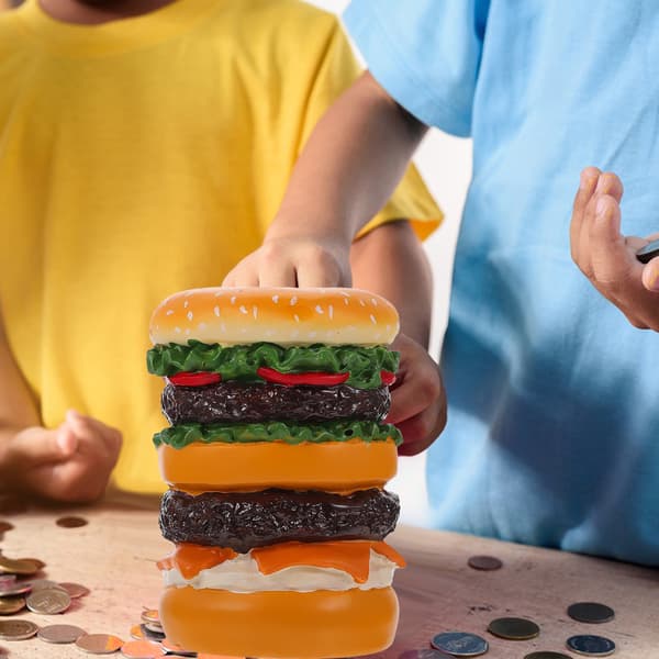 Hamburger sparegris sparebøsse myntboks for barn