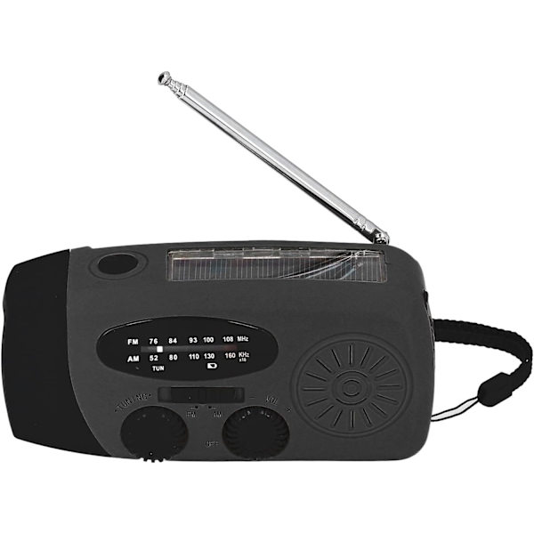 Veva Radio med Handvev, Solladdning, LED-ficklampa, Bärbar FM AM WB USB-radio