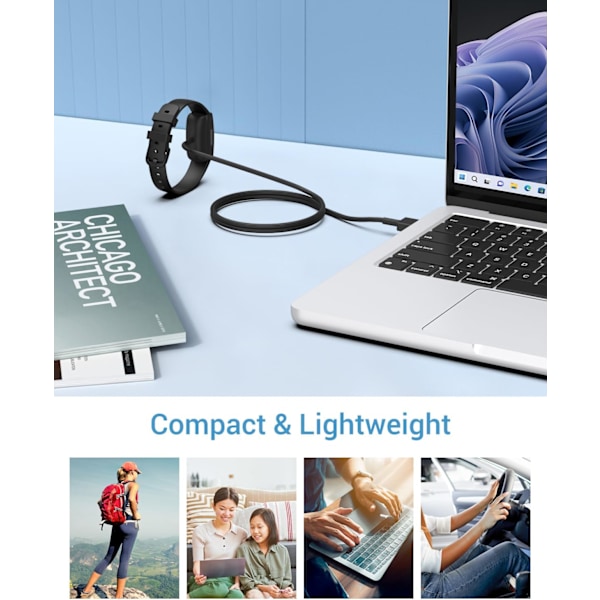 Oplader Kompatibel med Fitbit Inspire 2/Ace 3 Fitness Tracker, Magnetisk Udskiftningsopladningsdock med 3,3ft/100cm USB-opladningskabel, Sort