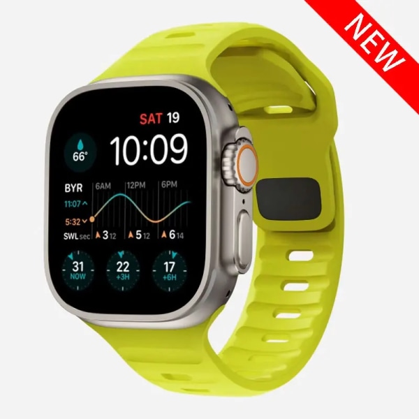 Myk silikonrem for Apple Watch Band Ultra 49mm 44mm 45mm 42mm 41mm 42mm 38mm Sports Watch Band iwatch Serise 8 7 6 5 Armbånd Fluorescerende Grønn Fluorescent green 38mm 40mm 41mm