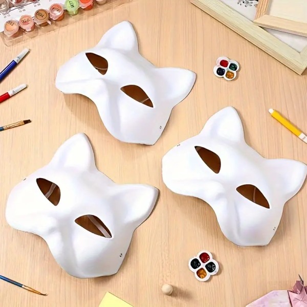 DIY Maskerade 3-pak: Blanke, Malebare Dyremasker til Fester, Halloween