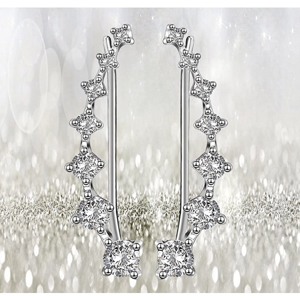 Øreklemme for kvinner 925 sølv med zirkonia glitter rhinestones øremansjett øredobber øremansjett øreklatrekort
