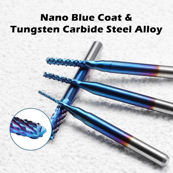 10 st Nano Blåbelagda CNC Fräsbitar 0,8-3mm 1/8 tums skaft