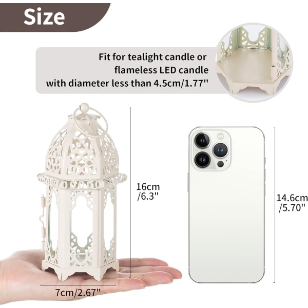 Lyselygte i marokkansk stil, fyrfadslys i lille størrelse med klart glaspanel.