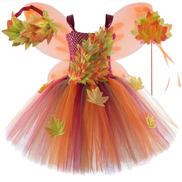 Simuleret ahornblad mesh-kjole til børn, Halloween Thanksgiving prinsesse-tutu til piger 12 Months