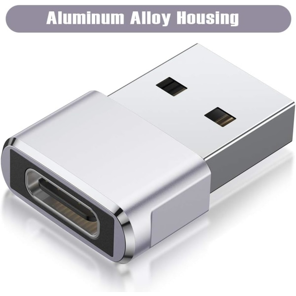 USB - USB C-sovitin 3Pack, Tyypin C naaras-uros laturikaapelin muunnin Apple iWatch 8 8:lle Silver
