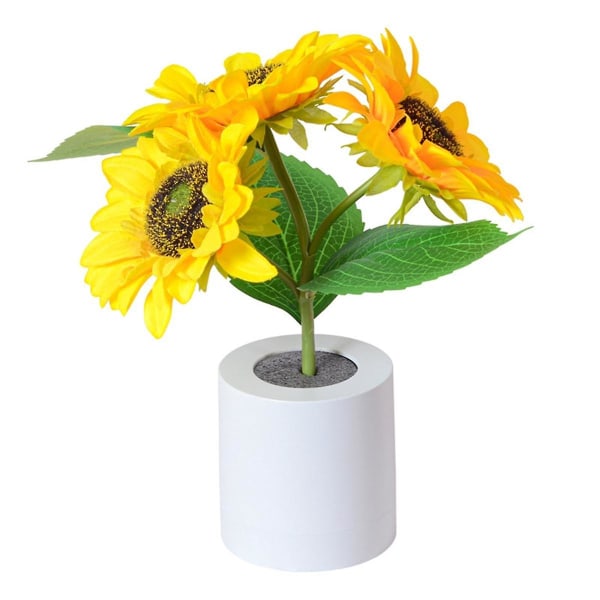 Solsikke LED lampe kunstig solsikke natlys USB genopladelig blomsterlampe til mors dag gave til soveværelset WhiteYellow