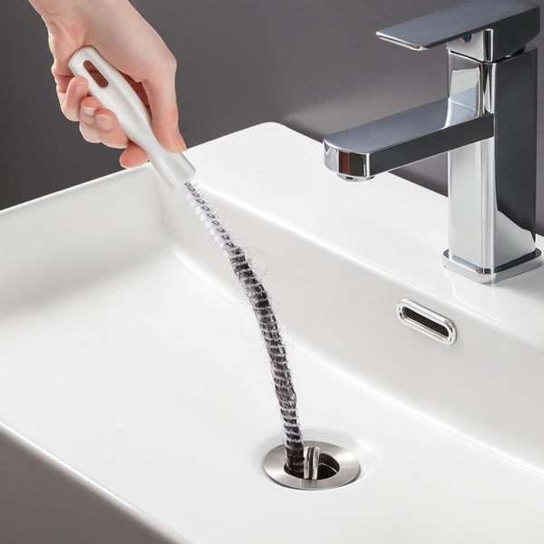 2 styks vaskebørste til rengøring af afløb Fleksibel afløbshårfangerbørste til tilstopning af håndvask (2 styk)