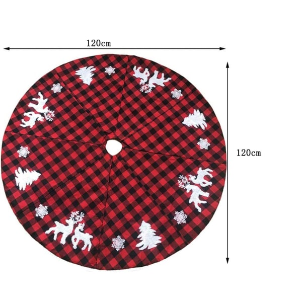 Embroidery Christmas Tree Skirt Reindeer Check Tree Skirt for Christmas Holiday Decoration