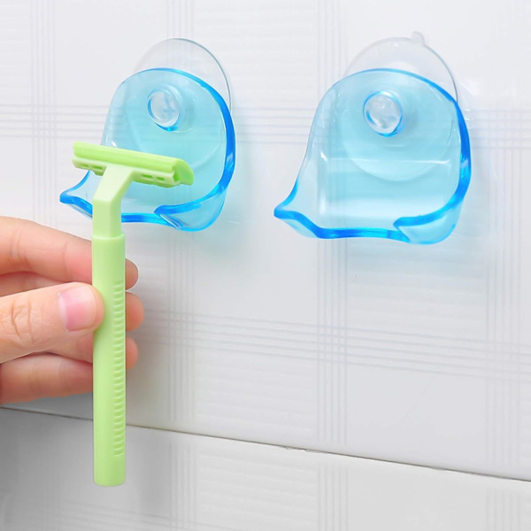 4-pack Rakhylla med Sugkoppar för Badrum, Sugkopps-Hängare för Rakhyvel, Duscharrangemang, Badrums-Krokar